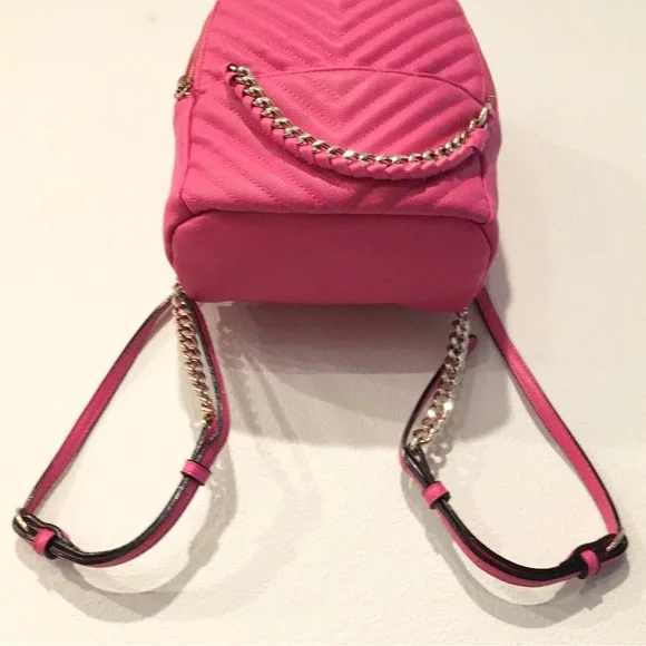 Victoria’s Secret | Hot Pink Mini Quilted & Gold Chain Backpack - Picture 12 of 15
